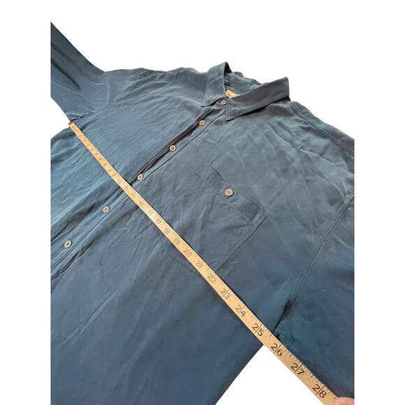 Tommy Bahama Men's Shirt Dark Teal Blue 100 Percent Silk Button Down Classic XXL - Picture 5 of 15